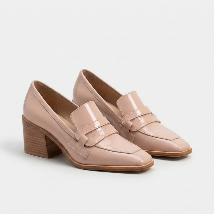 Oxford Patent Block Heel Loafers