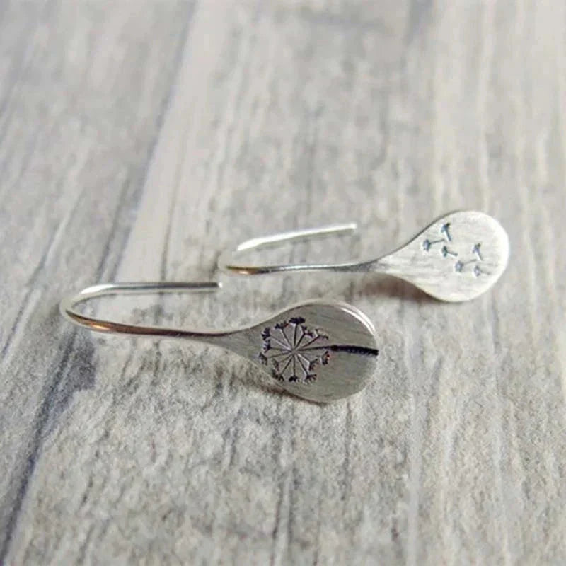 Exclusive Silver Dandelion Leaf Earrings