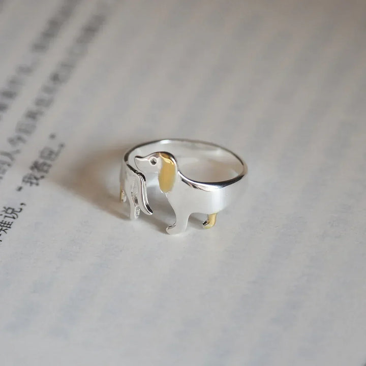 925 Sterling Silver Dachshund Ring – Adjustable Fit